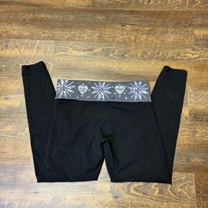 PINK Victorias Secret Yoga Holiday Snowflake Sequin Foldover Leggings Medium Y2K